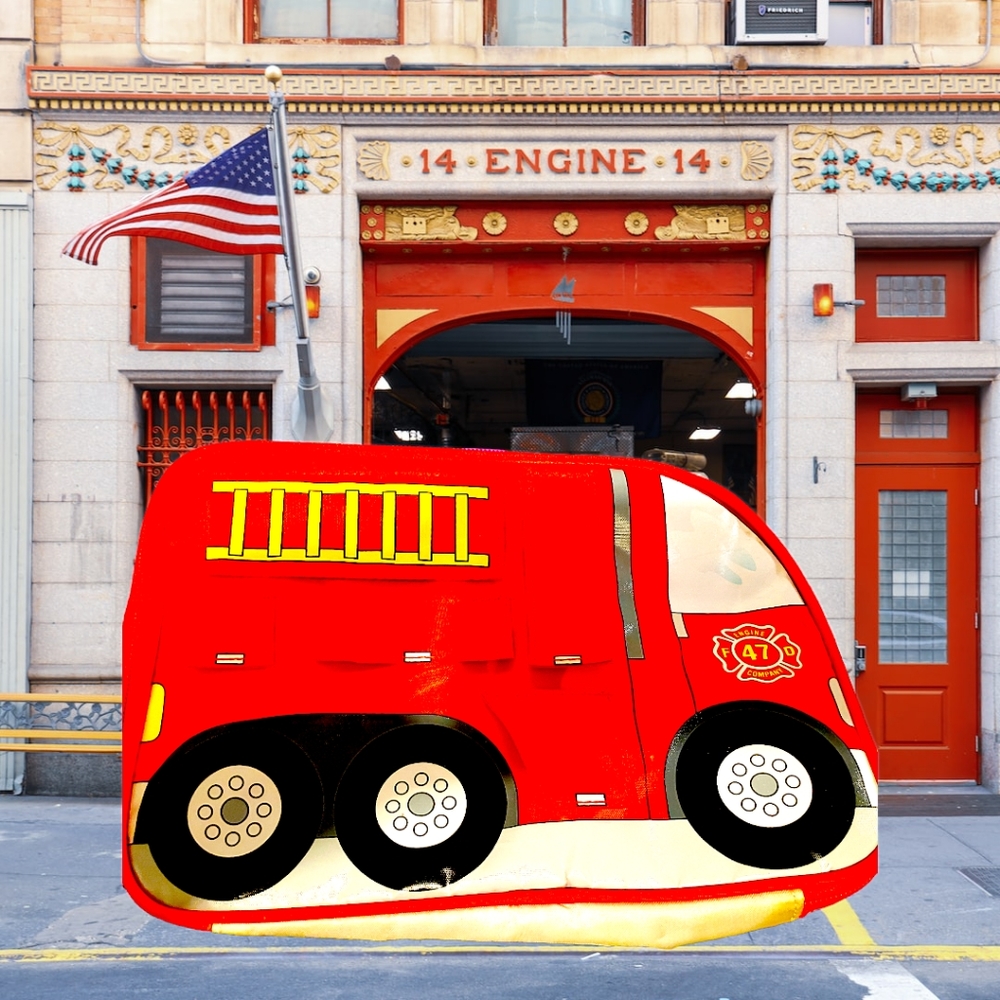 Thermos Washable Red Fire Truck Soft Insulated Lunch Bag/Tote